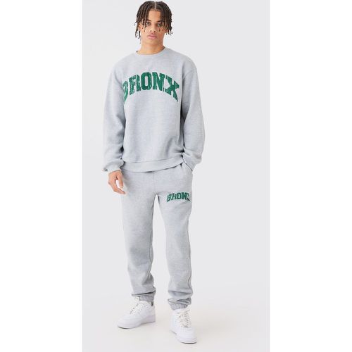 Oversized Bronx Varsity Sweatshirt Tracksuit - Boohooman - Modalova