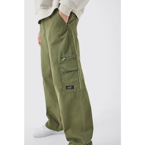 Pantalon cargo zippé à taille fixe - S - Boohooman - Modalova