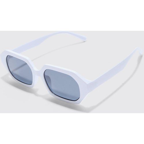 Chunky Hexagonal Sunglasses In White - Boohooman - Modalova