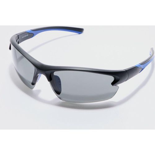 Rimless Racer Sunglasses In Blue - Boohooman - Modalova