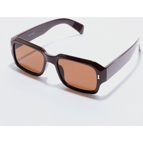 Plastic Rectangle Sunglasses In Brown - Boohooman - Modalova
