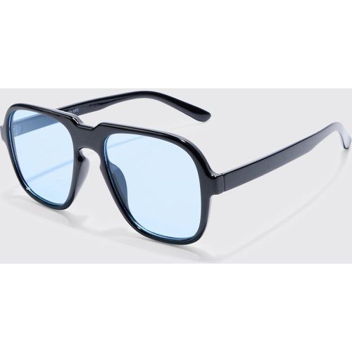 Lunettes de soleil rétro à verres bleus - ONE SIZE - Boohooman - Modalova