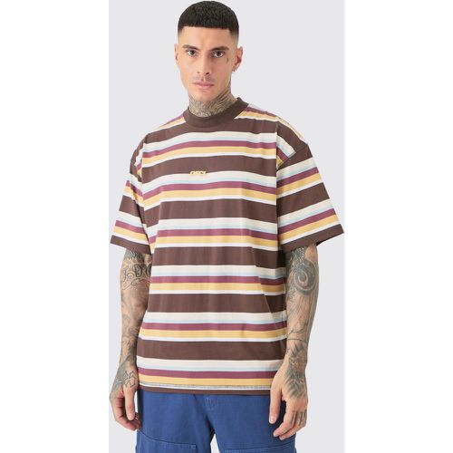 Tall Oversized Carded Heavy Striped Ofcl T-shirt - Boohooman - Modalova