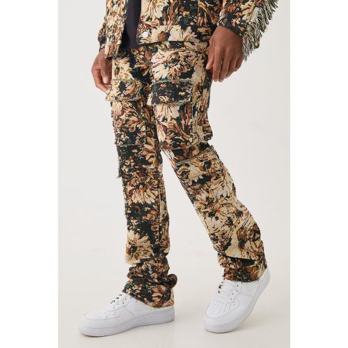 Pantalon cargo flare à imprimé tapisserie - 28 - Boohooman - Modalova