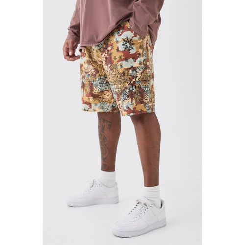 Grande taille - Short cargo à taille fixe et imprimé camouflage - 38 - Boohooman - Modalova