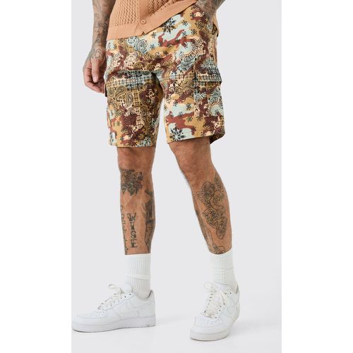 Tall - Short cargo taille fixe à imprimé camouflage - 38 - Boohooman - Modalova