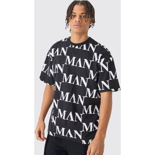 Man Roman All Over Print Oversized Tshirt - Boohooman - Modalova
