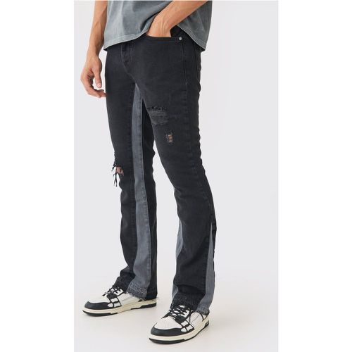 Slim Flare Distressed Panel Jeans - - 26R - Boohooman - Modalova