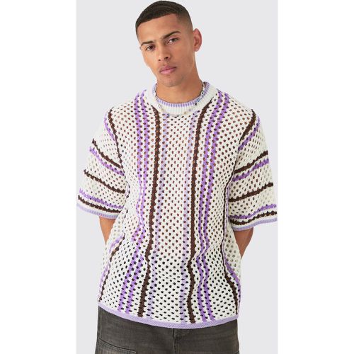 T-shirt oversize rayé à coutures apparentes - S - Boohooman - Modalova