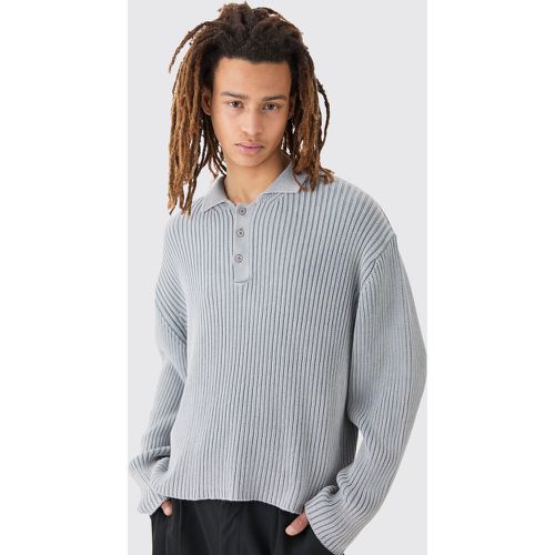 Polo oversize côtelé délavé - L/XL - Boohooman - Modalova