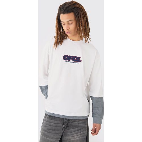 Oversized Washed Carded Heavy Ofcl Faux Layer T-shirt - Boohooman - Modalova