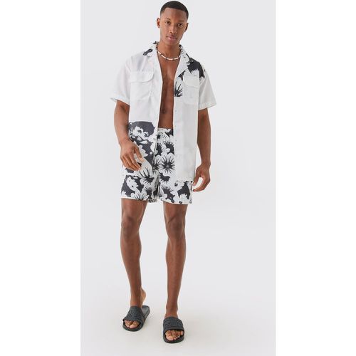 Ensemble oversize imprimé avec chemise et short de bain - S - Boohooman - Modalova