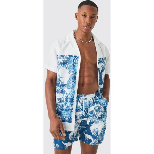 Ensemble imprimé avec chemise et short de bain - S - Boohooman - Modalova