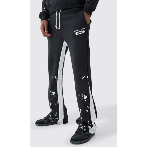 Jogging slim à soufflet et taches de peinture - XS - Boohooman - Modalova