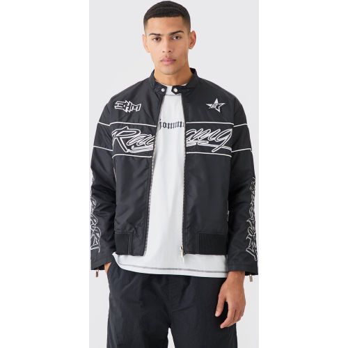 Veste motarde oversize sans col homme - L - Boohooman - Modalova