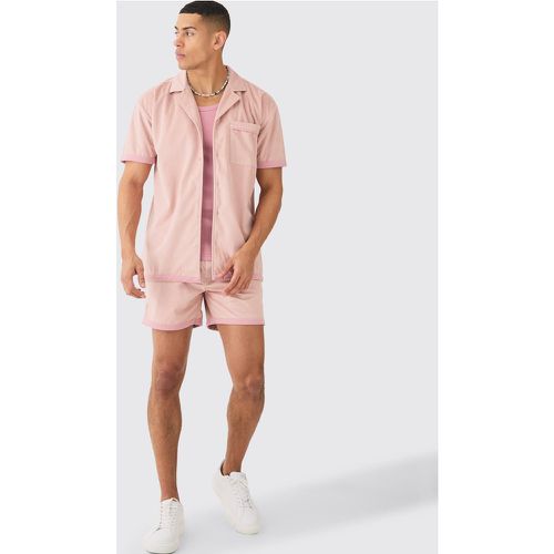 Ensemble oversize en faux daim avec chemise et short - S - Boohooman - Modalova