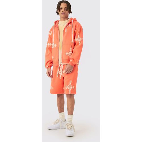 Ensemble oversize zippé à imprimé croisé avec short - L - Boohooman - Modalova