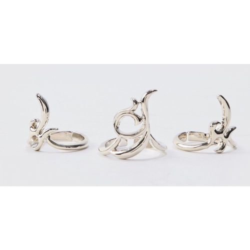 Pack Sculptural Rings In Silver - - S/M - Boohooman - Modalova