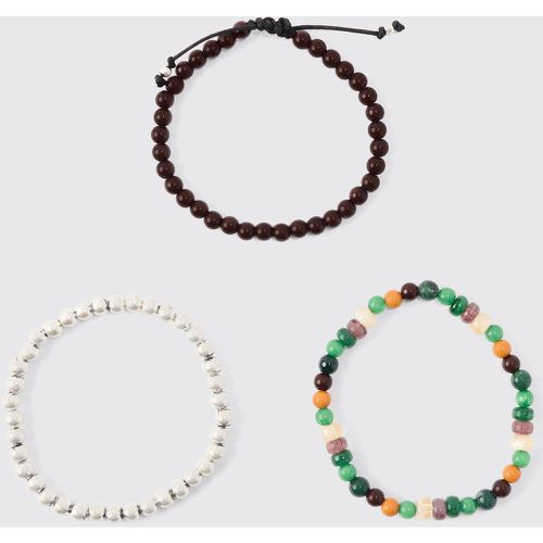 Lot de 3 bracelets à perles - ONE SIZE - Boohooman - Modalova