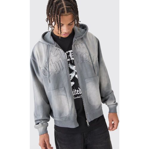 Sweat à capuche oversize zippé délavé homme - L - Boohooman - Modalova