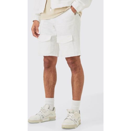 Short cargo en coton texturé à motif jacquard - S - Boohooman - Modalova