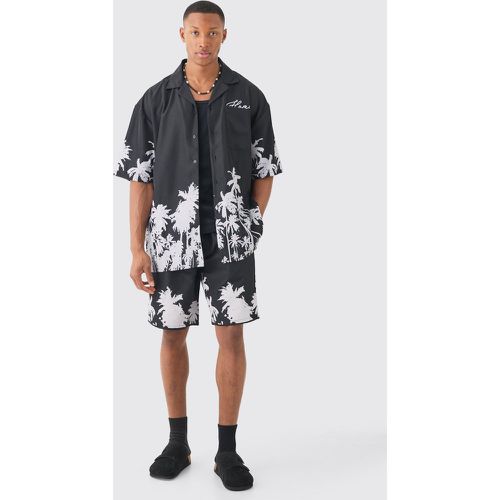 Ensemble à imprimé palmier avec Chemise oversize et short - S - Boohooman - Modalova