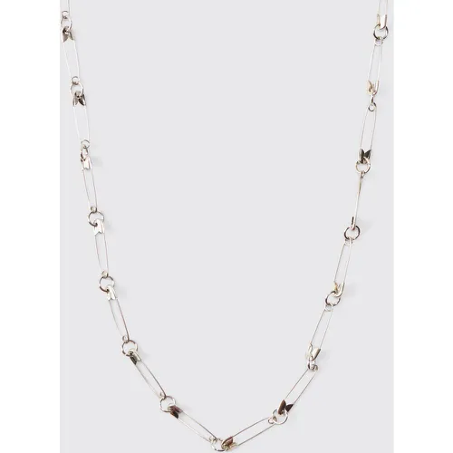 Safety Pin Chain Necklace In Silver - Boohooman - Modalova