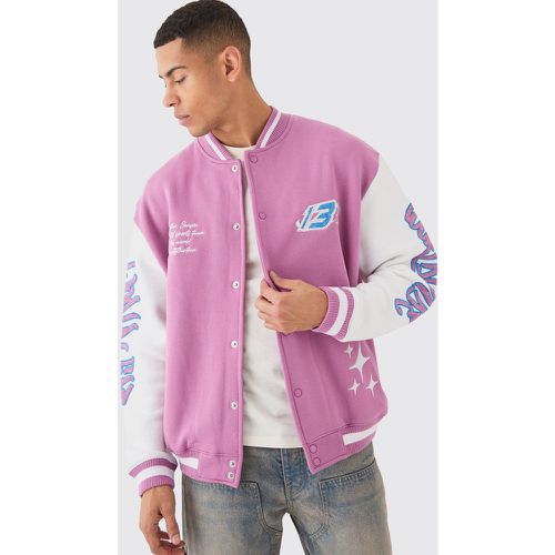 Bomber oversize en jersey à écusson homme - S - Boohooman - Modalova