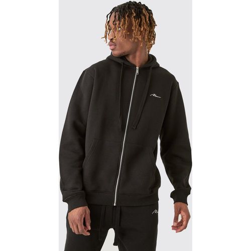 Tall - Sweat à capuche zippé et logo - MAN homme - S - Boohooman - Modalova