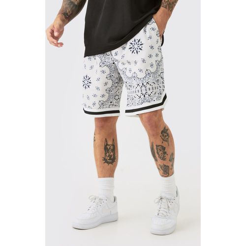 Short de basket large mi-long en mesh à imprimé bandana - M - Boohooman - Modalova