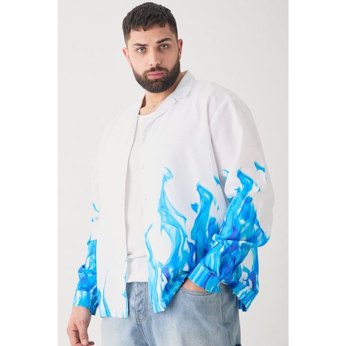 Grande taille - Chemise à manches longues et imprimé flammes - XXXL - Boohooman - Modalova