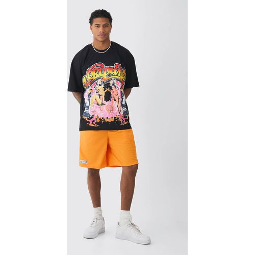 Ensemble oversize imprimé avec t-shirt et short - S - Boohooman - Modalova