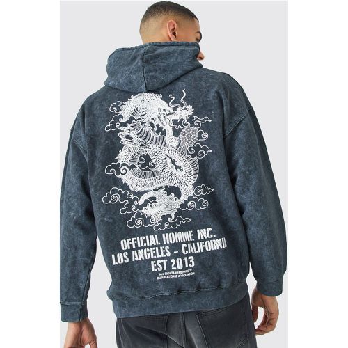 Sweat à capuche oversize surteint à imprimé dragon - M - Boohooman - Modalova