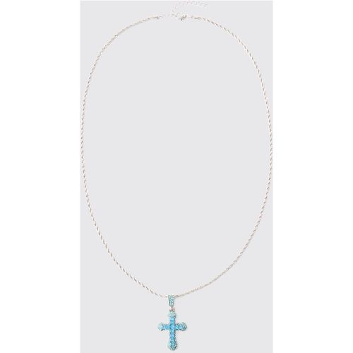 Collier à pendentif croix strassée - ONE SIZE - Boohooman - Modalova