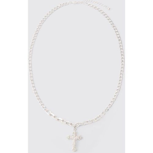 Chain Detail Cross Necklace In Silver - Boohooman - Modalova