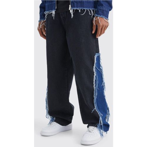 Jean baggy bicolore à franges - 32R - Boohooman - Modalova