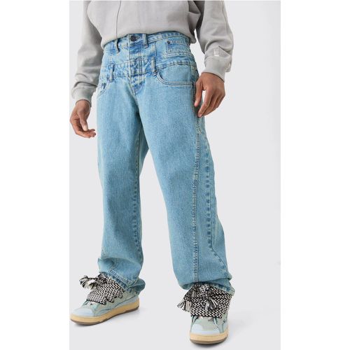 Jean baggy à double taille - 32R - Boohooman - Modalova