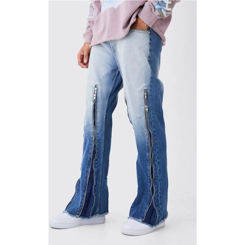 Jean flare large à soufflets zippés - 32R - Boohooman - Modalova