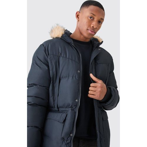 Parka avec capuche à bordure en fausse fourrure homme - M - Boohooman - Modalova