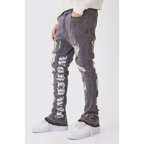 Jean skinny à broderies - 28R - Boohooman - Modalova