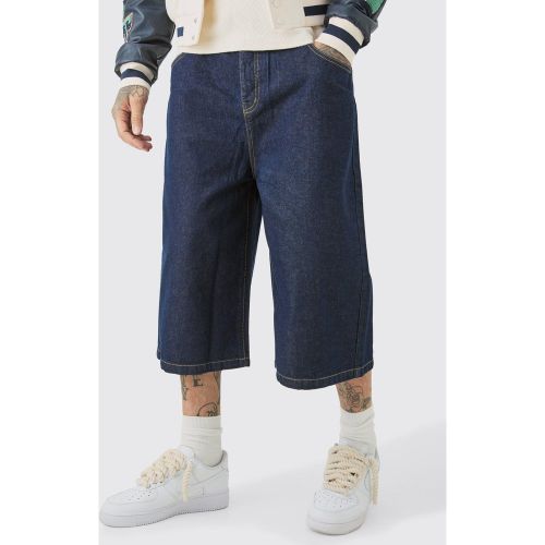 Tall - Bermuda en jean à écusson - 30 - Boohooman - Modalova