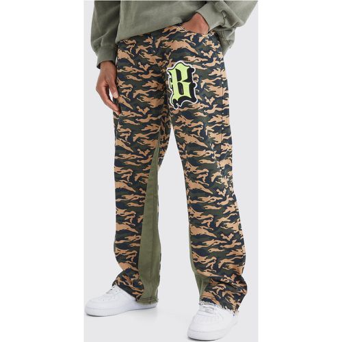 Pantalon flare à écusson camouflage - S - Boohooman - Modalova