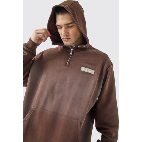 Tall - Sweat à capuche oversize à col zippé délavé homme - L - Boohooman - Modalova