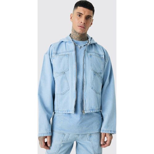 Tall - Sweat à capuche délavé en jean homme - S - Boohooman - Modalova