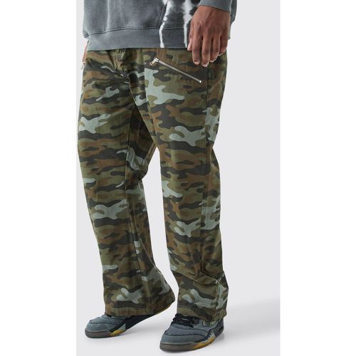 Grande taille - Pantalon droit en twill à imprimé camouflage - Boohooman - Modalova