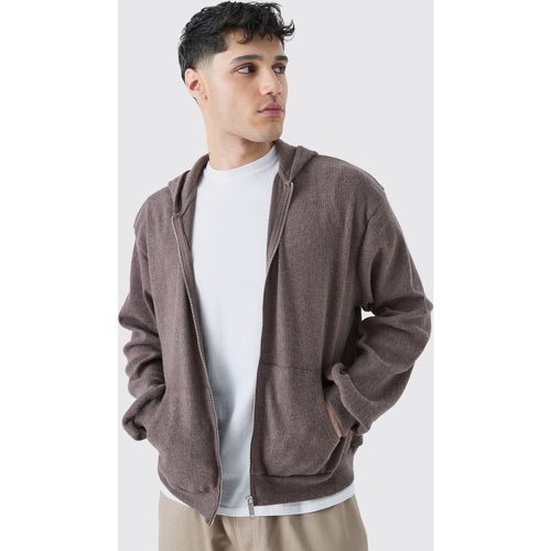 Ensemble oversize zippé en maille côtelée brossée homme - S - Boohooman - Modalova