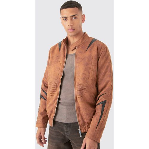 Veste oversize délavée en faux daim homme - S - Boohooman - Modalova