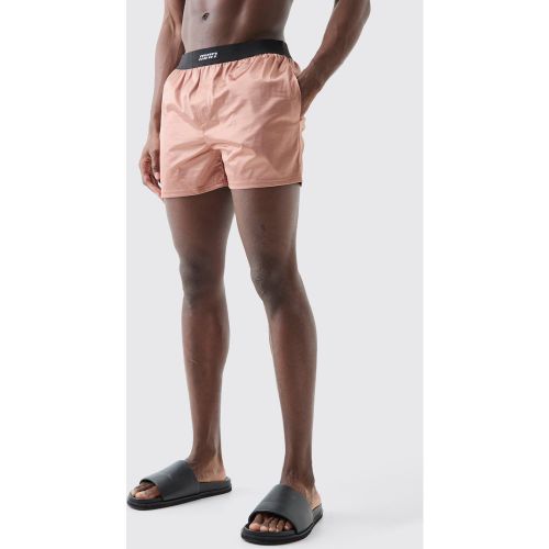 Short de bain satiné à taille élastiquée - L - Boohooman - Modalova