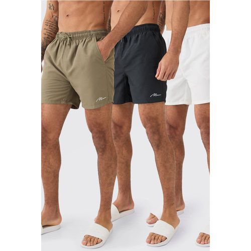 Lot de 3 shorts de bain mi-longs à logo signature - MAN - XS - Boohooman - Modalova