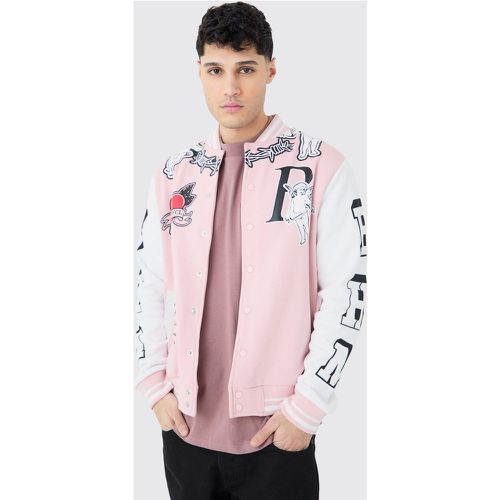 Veste oversize universitaire en jersey homme - L - Boohooman - Modalova